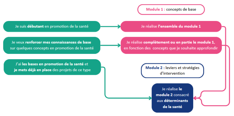 comment se repérer dans les modules du e-parcours Promotion de la santé ?